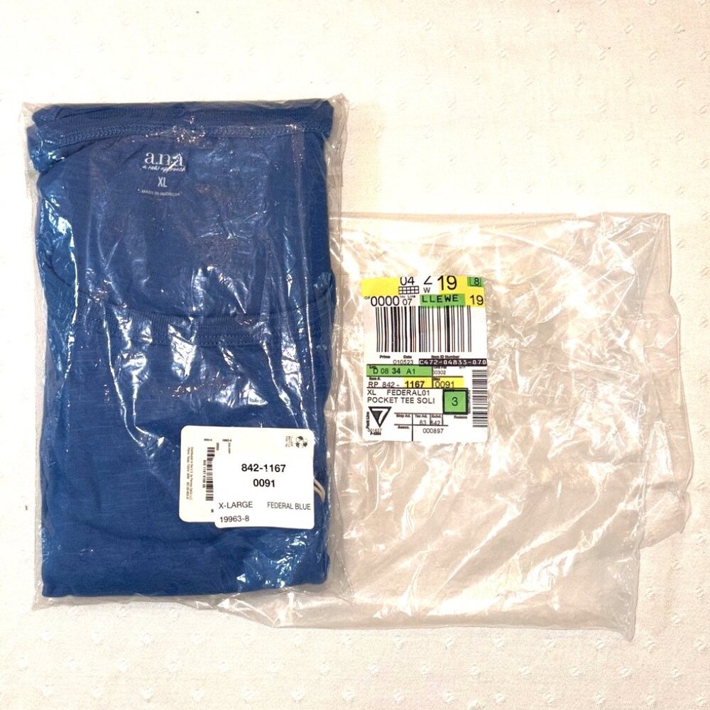 a.n.a. Pocket T-shirts XL - Round Neck Short Sleeve - Bundle of 2 - Black, Blue - Picture 3 of 9